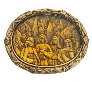 The Vatican Library Collection Religious Angels Oval Pin Brooch, Signed M937